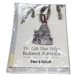 Plow & Hearth Pewter Christmas Ornament Woodland Tree W/ Wildlife